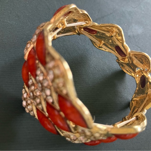 Amrita Singh Red and Gold Stretch Bangle - Picture 3 of 3